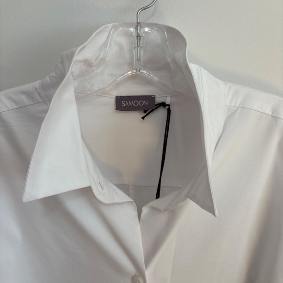 Samoon Classic White Blouse 76% Cotton 22%Polyester 2% Elastane - Picture 2 of 5